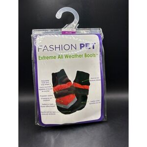 Fashion Pet Extreme All Weather Boots M M Red Black Adjustable Hook Loop‎ Straps